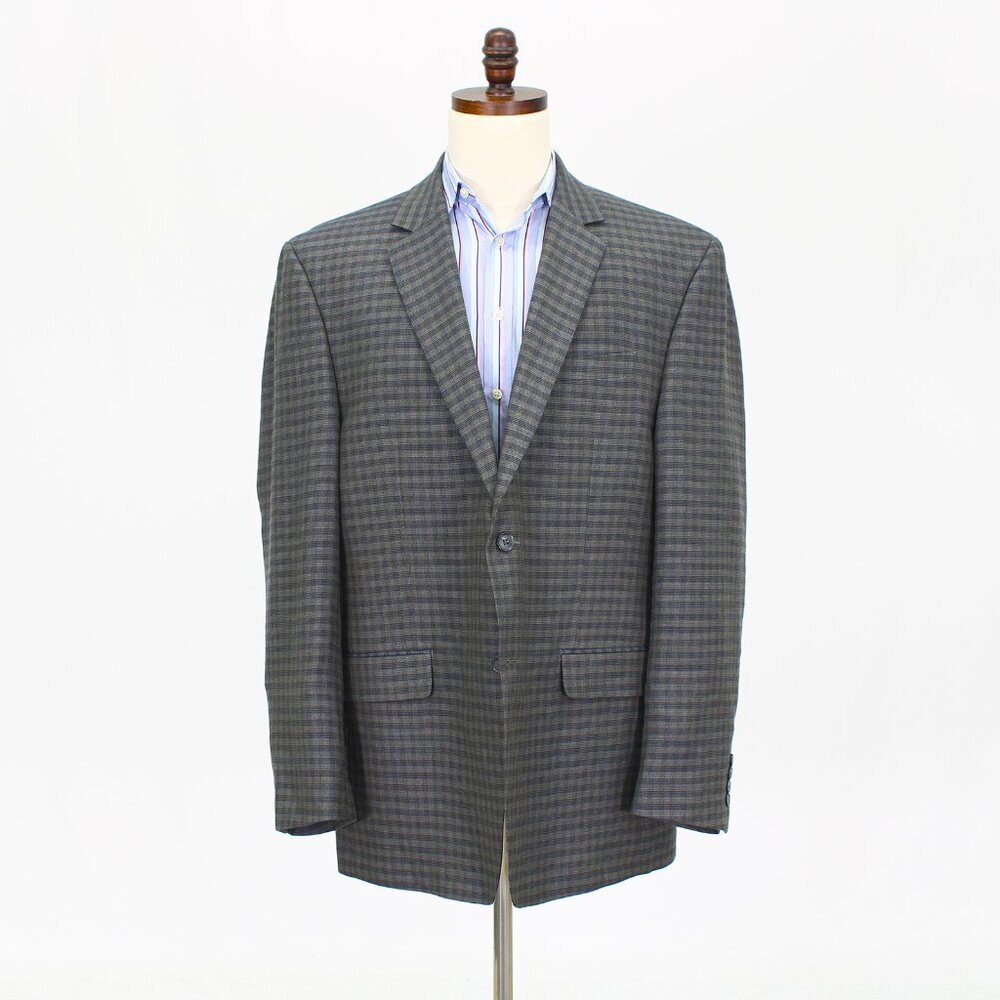 Perry Ellis 46L Gray Check 2-Button Sport Coat Blazer Jacket T729